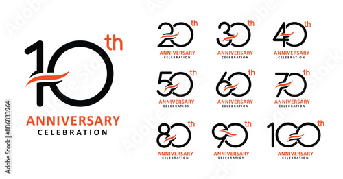 Set of anniversary design modern line number