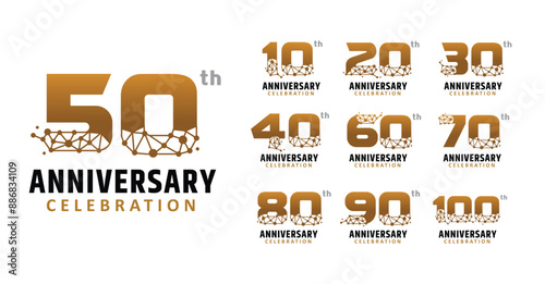 Set of anniversary design modern tech number