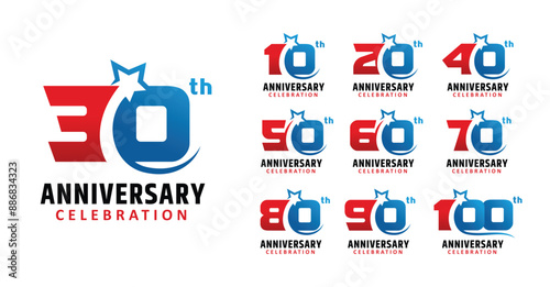 Set of anniversary design star number