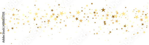 Gold falling confetti. Star shape. Festive background
