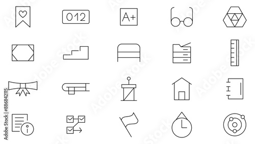 University line icon set. Education, e-learning, school, subjects, science, online learning, college, training, idea, teacher, file, graduation hat, institute outline icon collection. UI thin icon set