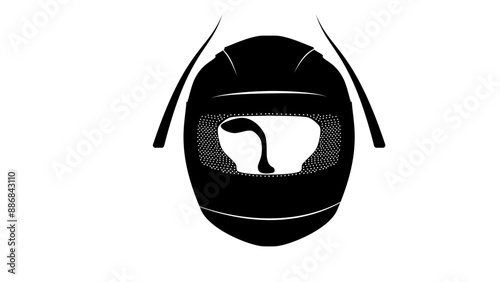  formula 1 driver in helmet, front view , black isolated silluete