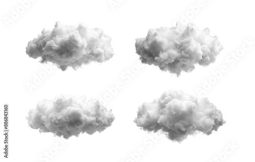 White cloud collection, png isolated background