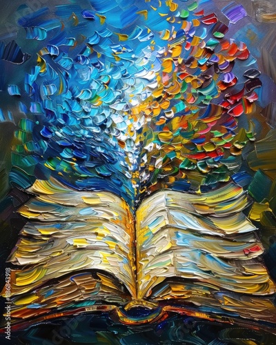 Digital Transformation in Education: Abstract Art of Books Turning into Screens
