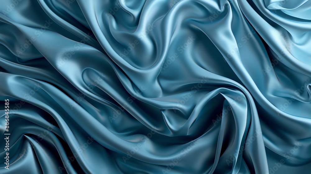 Obraz premium blue fabric wavy texture close-up background