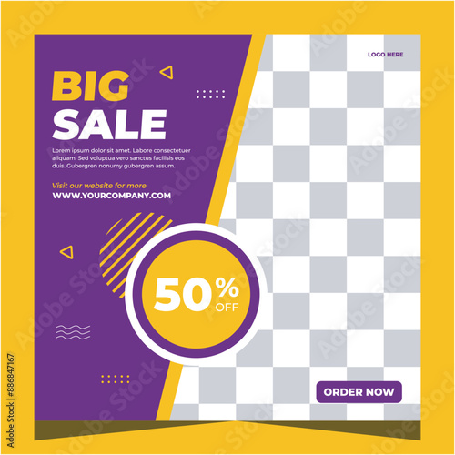 Big sale vector for social media ads, web ads, business messages, discount flyers and large sale banners. Social media post template design.