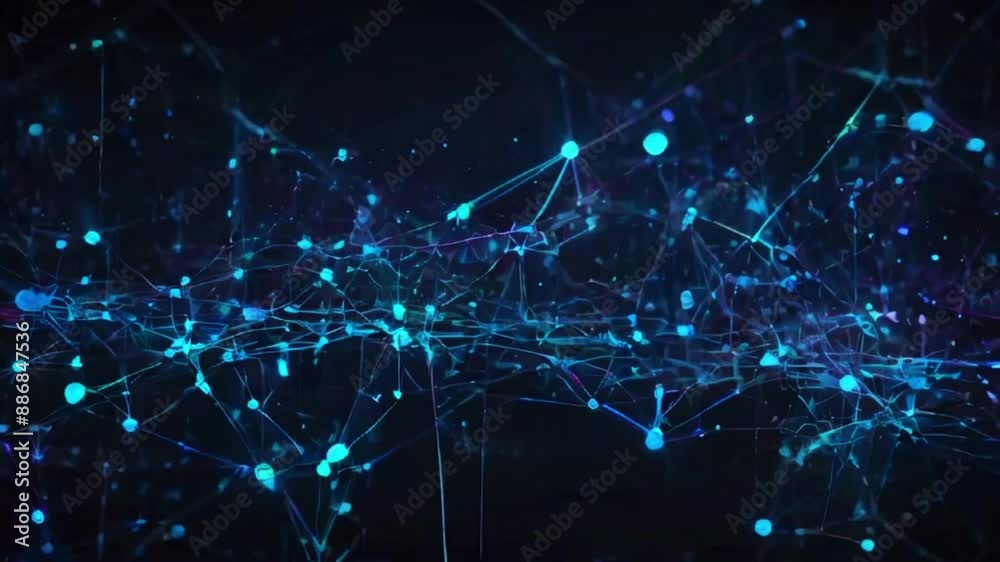 Moving dots and lines in a shallow depth of field, representing high-speed data transfer and connectivity, 4K Wallpaper animation video Moving dots and lines in a shallow depth of field, representing high-speed data transfer and connectivity, 4K Wallpaper animation video
