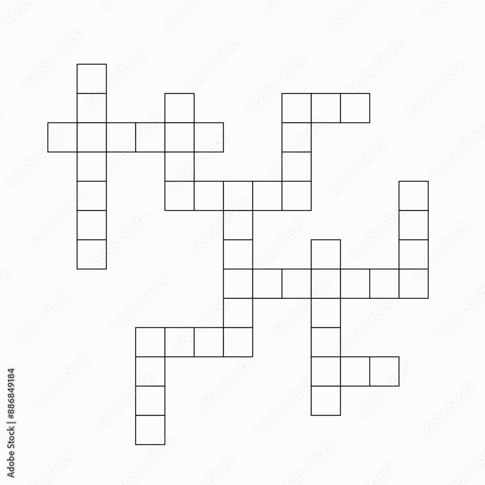 Empty crossword template. Kids quiz game. Vector design isolated on white background. Empty crossword template. Kids quiz game. Vector design isolated on white background.