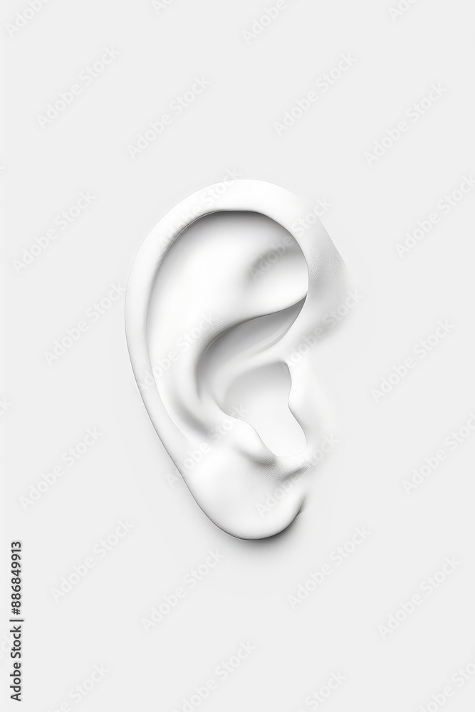 Fototapeta premium 3D rendering of a detailed human ear model on a white background