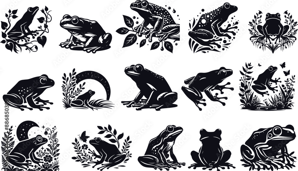 Naklejka premium Frog vector silhouette