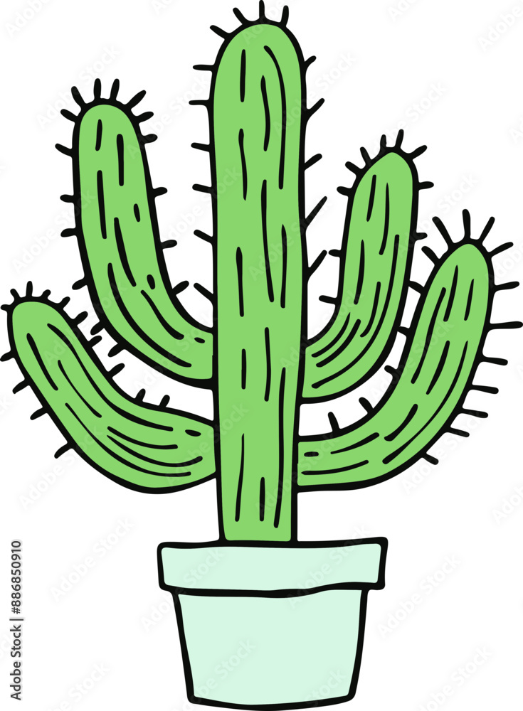Cartoon Cactus in Pot Cartoon Cactus in Pot