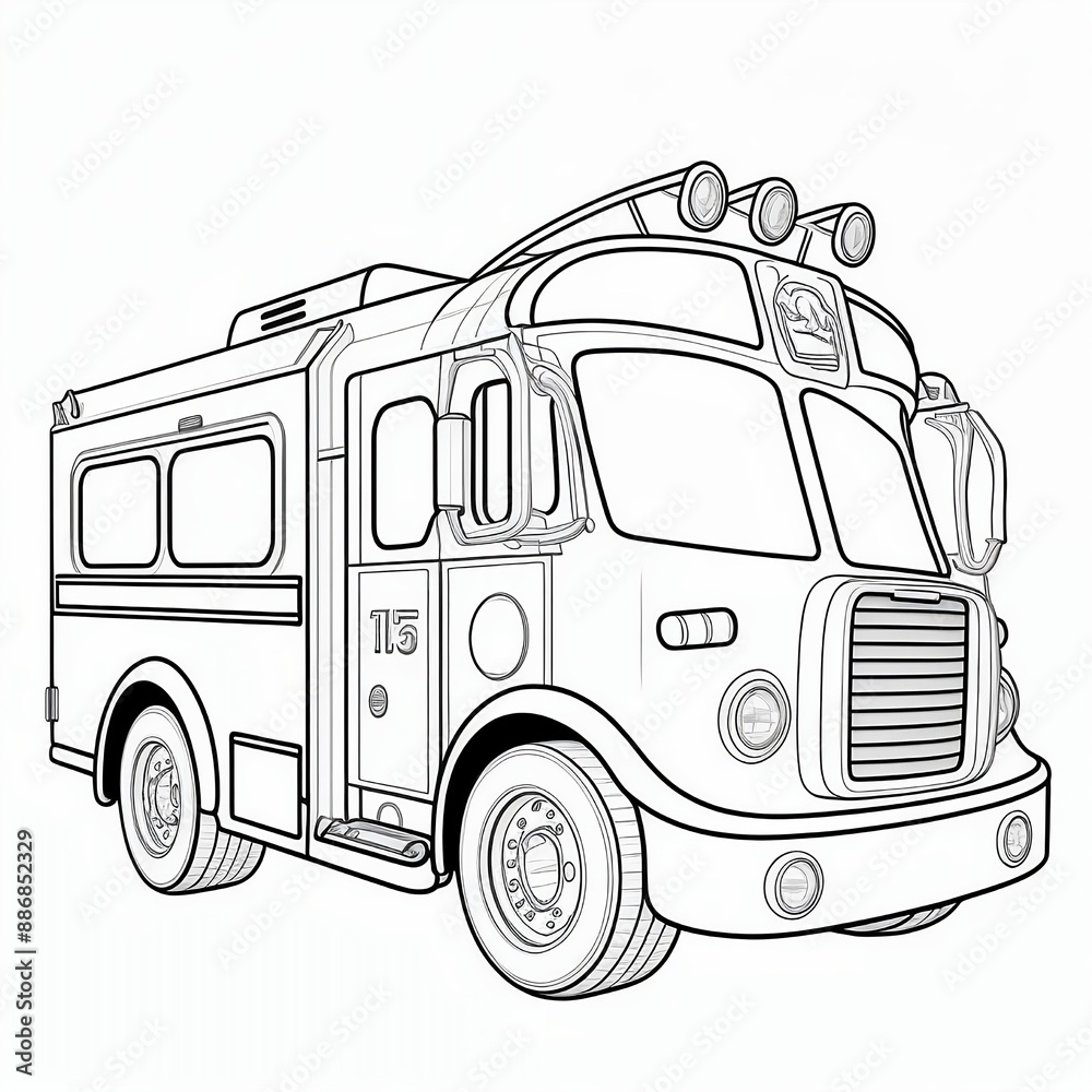 FIRE TRUCK COLORING PAGE 5 FIRE TRUCK COLORING PAGE 5