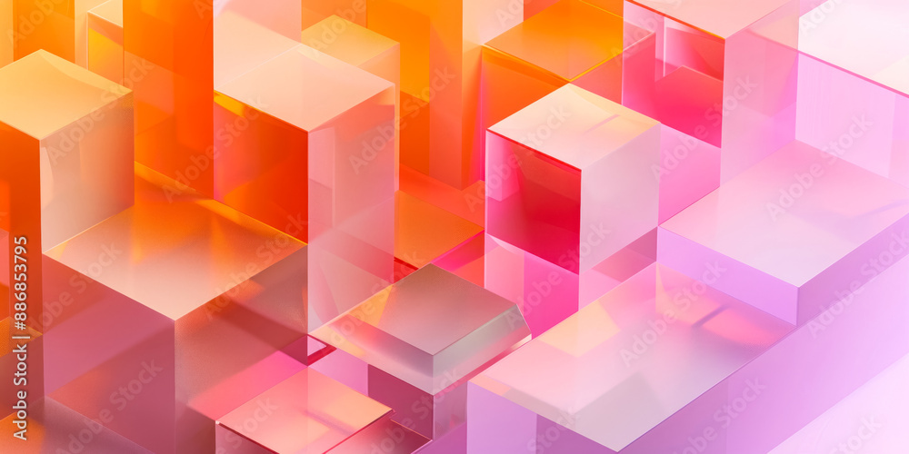 Abstract orange and pink 3D cubes creating a vibrant and modern geometric pattern with a gradient effect Abstract orange and pink 3D cubes creating a vibrant and modern geometric pattern with a gradient effect