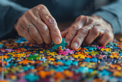 Parkinson disease patient, Alzheimer elderly senior, Arthritis person's hand in support of nursing family caregiver care for disability awareness day,