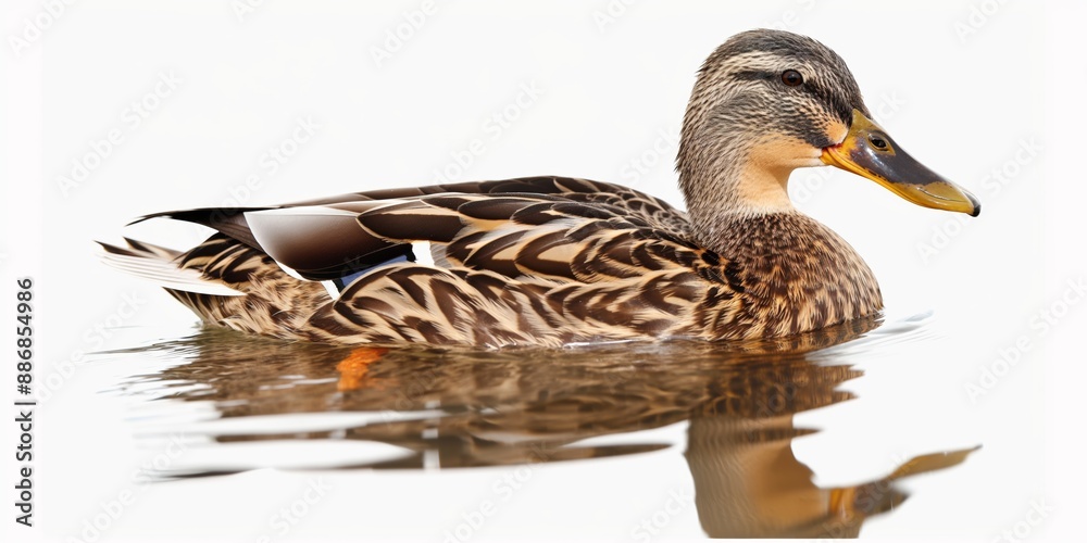 A duck is swimming in a body of water. The duck is brown and white A duck is swimming in a body of water. The duck is brown and white