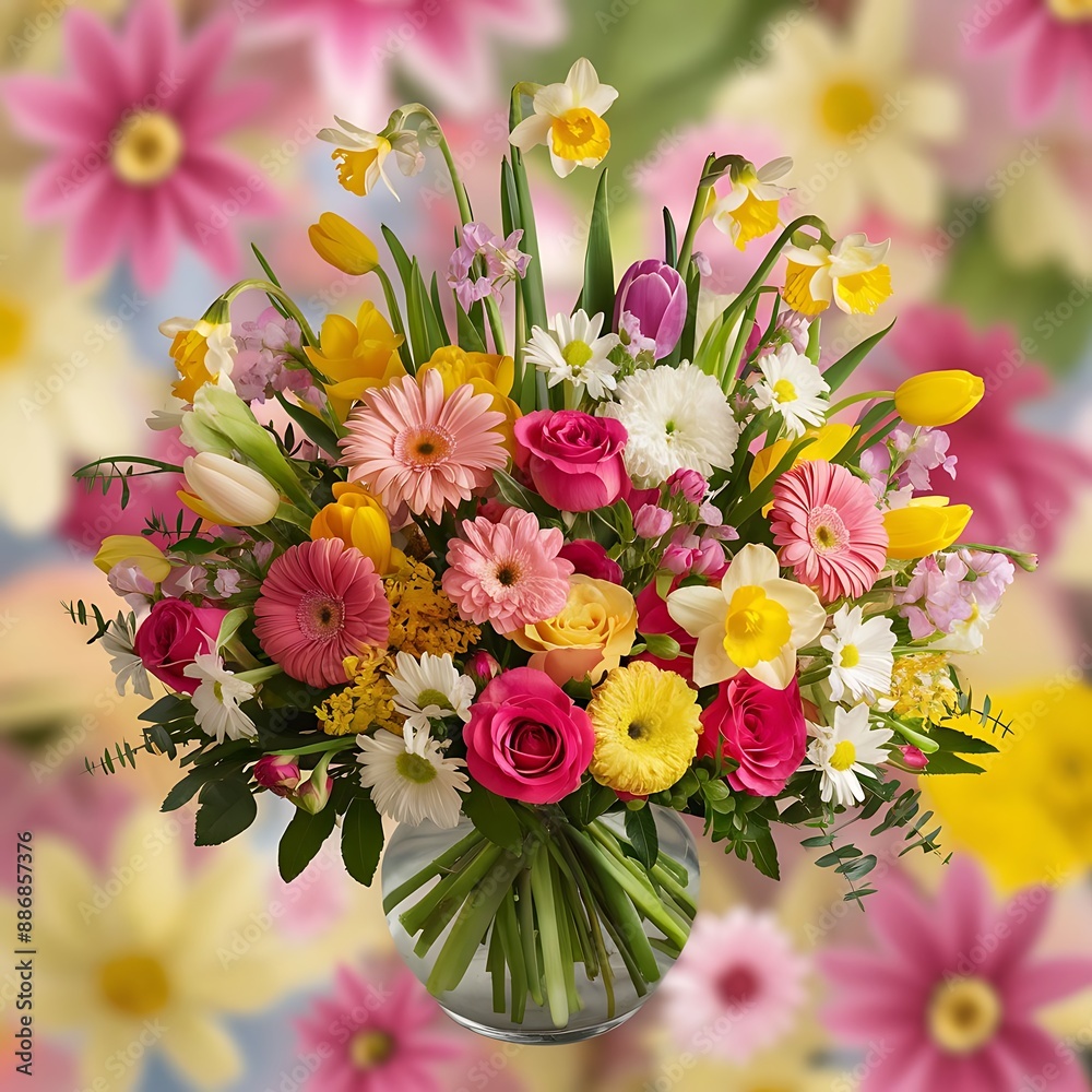 Beautiful bouquet of bright springtime flowers Beautiful bouquet of bright springtime flowers