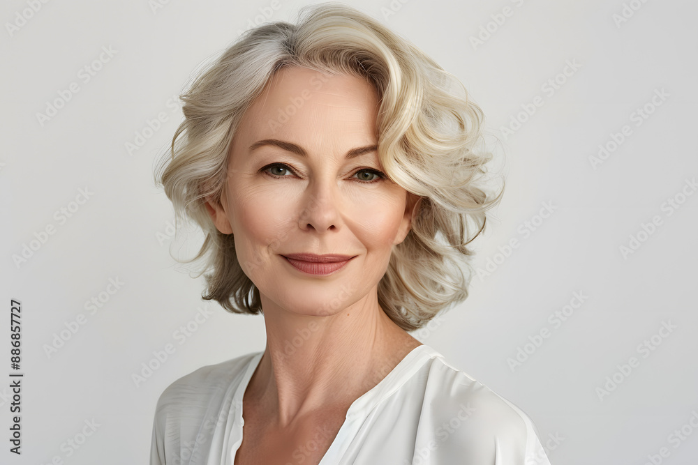 beautiful 50s mid aged mature woman isolated on white background. skin care beauty, skincare cosmetics concept beautiful 50s mid aged mature woman isolated on white background. skin care beauty, skincare cosmetics concept