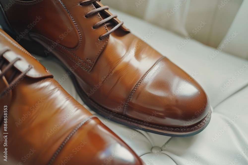 Clean Leather Shoes on White Surface