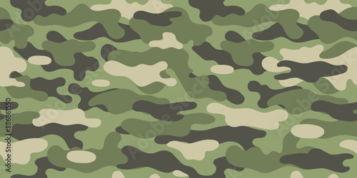 Green camouflage pattern for clothing design. Seamless pattern for army