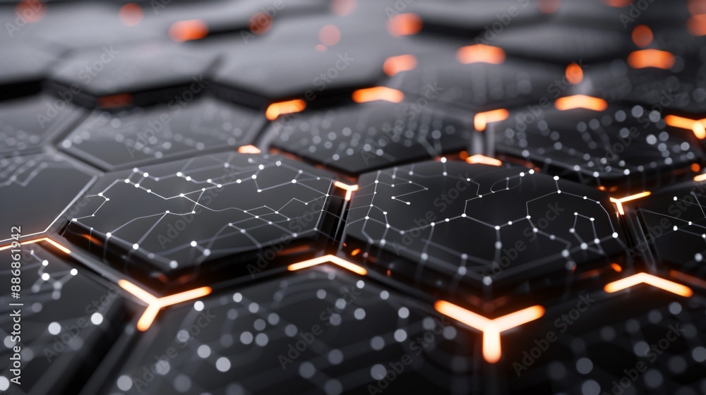 A futuristic grid network in polished metal, with glowing edges and a high-tech aesthetic A futuristic grid network in polished metal, with glowing edges and a high-tech aesthetic