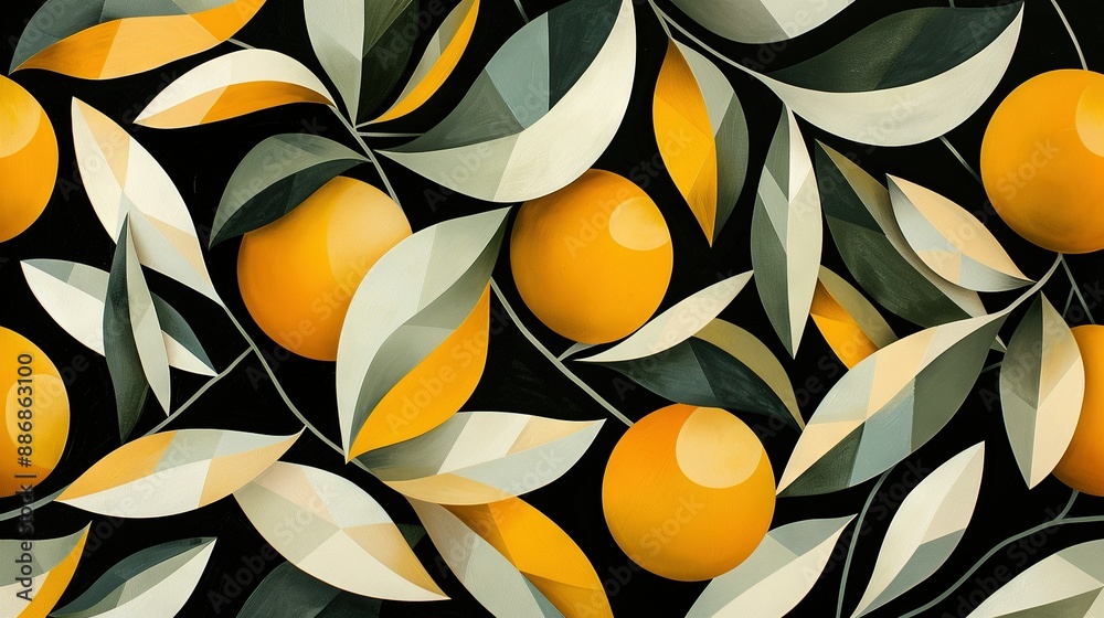 A painting of oranges on a black background with white highlights A painting of oranges on a black background with white highlights