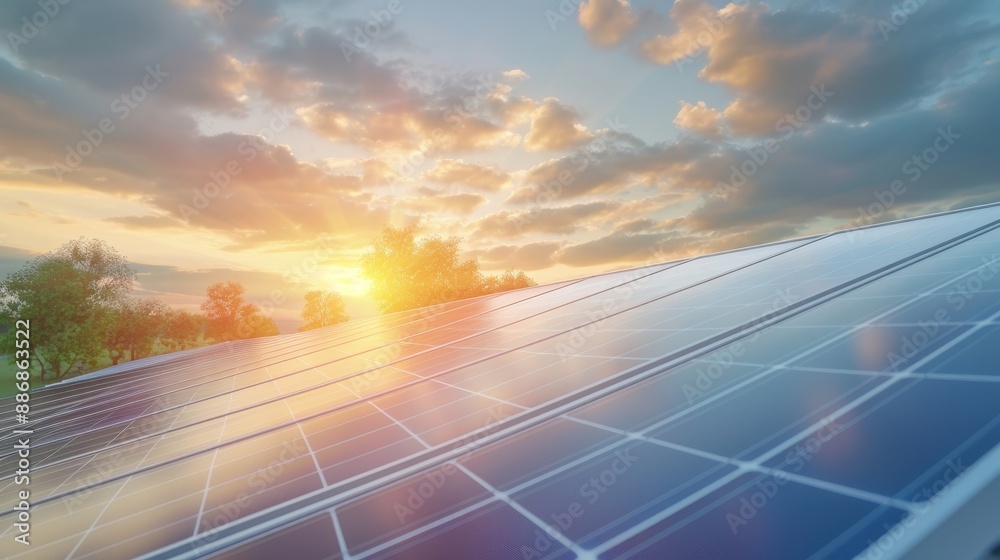 A solar panel with a sun shining on it A solar panel with a sun shining on it