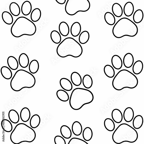 Charming Paw Print Seamless Patter Animal Footprint Vector Illustration for All Projects photo