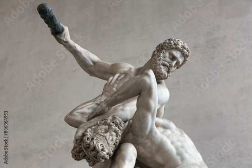 Hercules Beating the Centaur. Loggia dei Lanzi, Piazza della Signoria, Florence, Italy photo