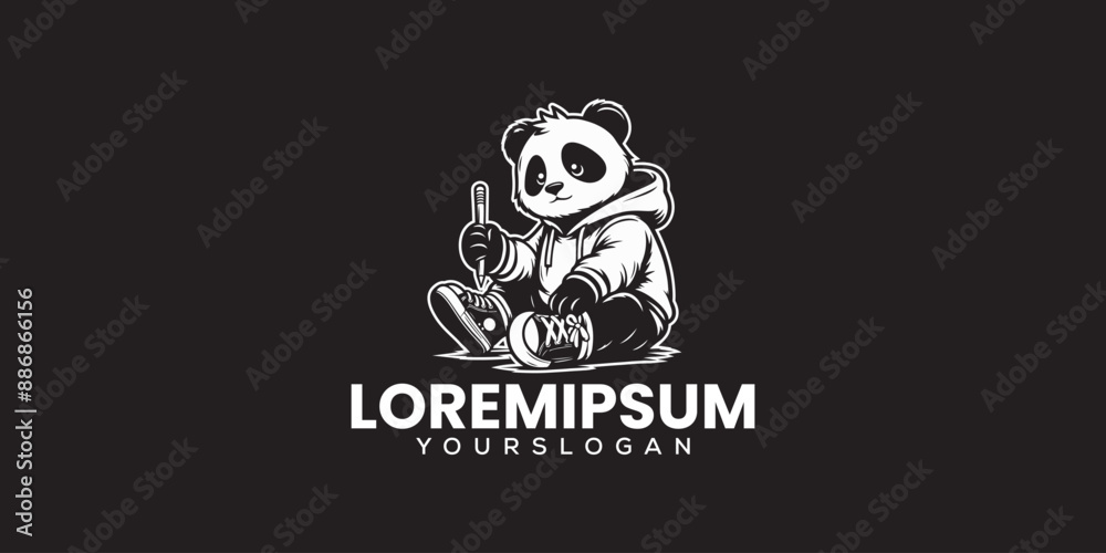 Playful Silhouette Panda Logo Relaxed and Customizable Design Playful Silhouette Panda Logo Relaxed and Customizable Design