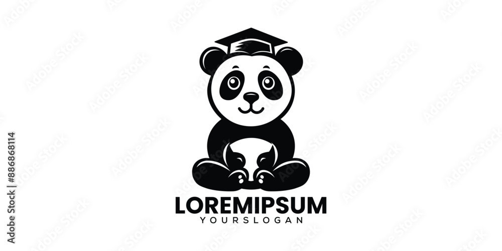 Silhouette Style Panda Illustration Cute and Educational Design Silhouette Style Panda Illustration Cute and Educational Design
