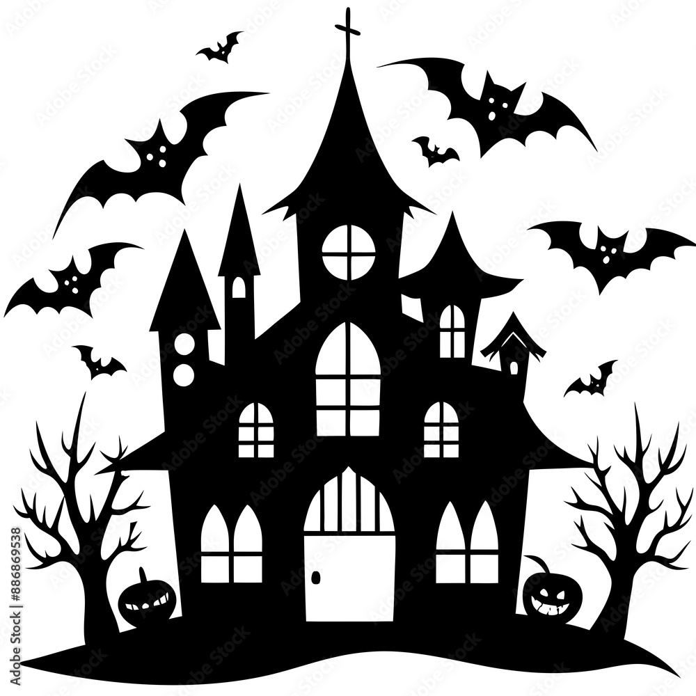 haunted Halloween house vector silhouette haunted Halloween house vector silhouette