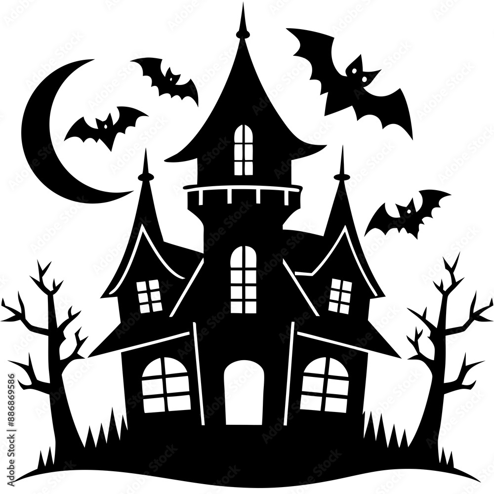 haunted Halloween house vector silhouette haunted Halloween house vector silhouette