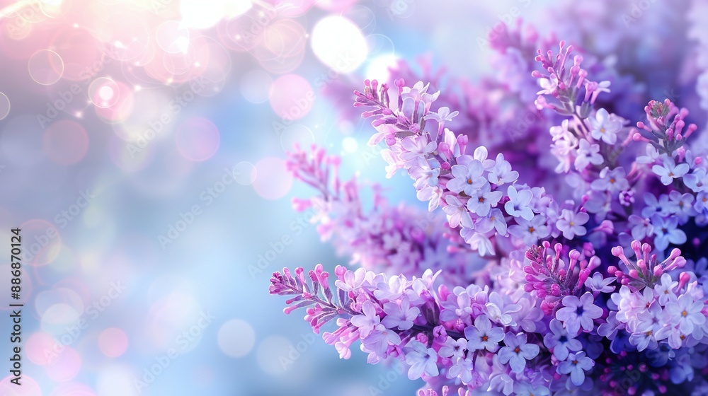 A close-up of purple flowers on a blue and white background with a blurred background A close-up of purple flowers on a blue and white background with a blurred background