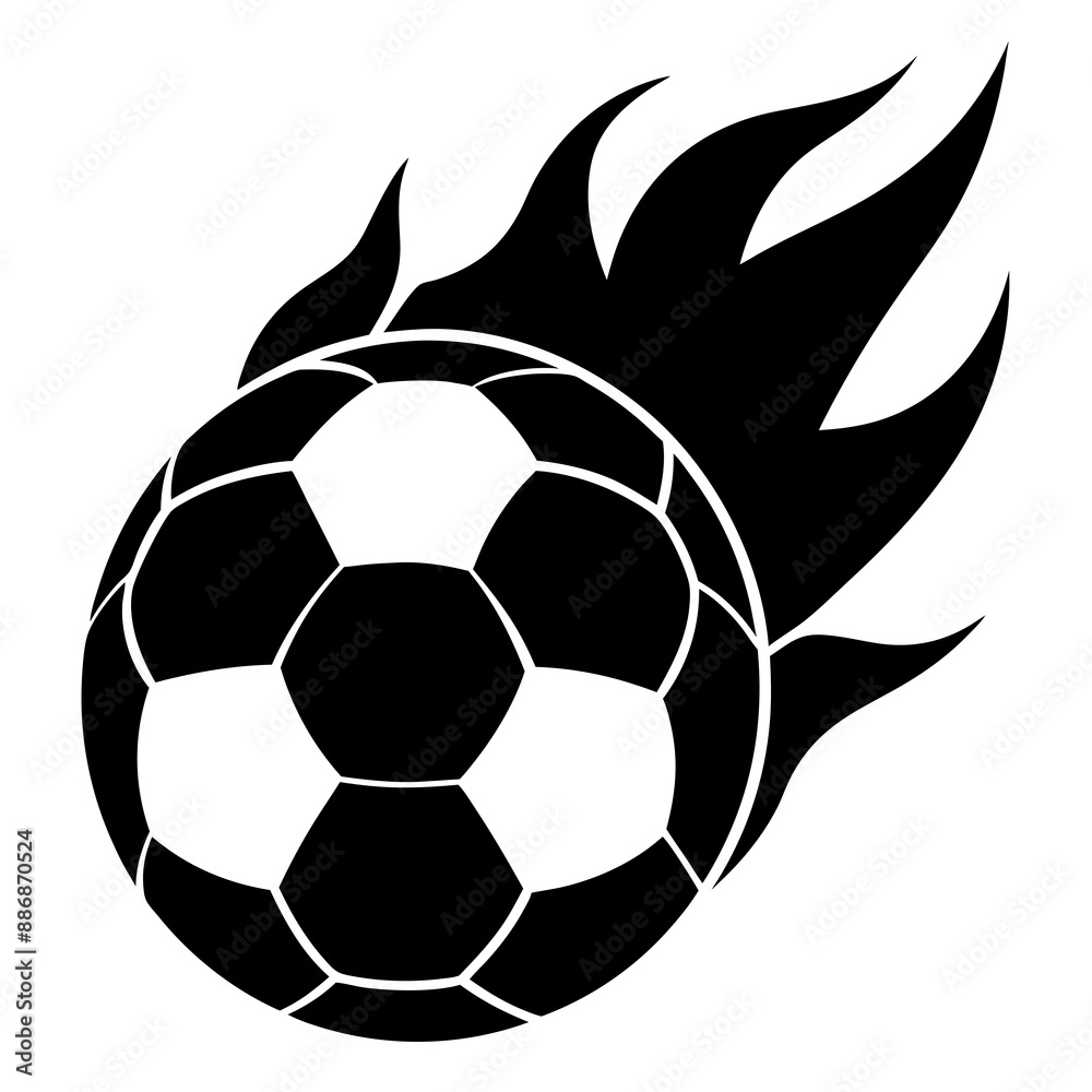 Obraz premium soccer ball in flames vector silhouette
