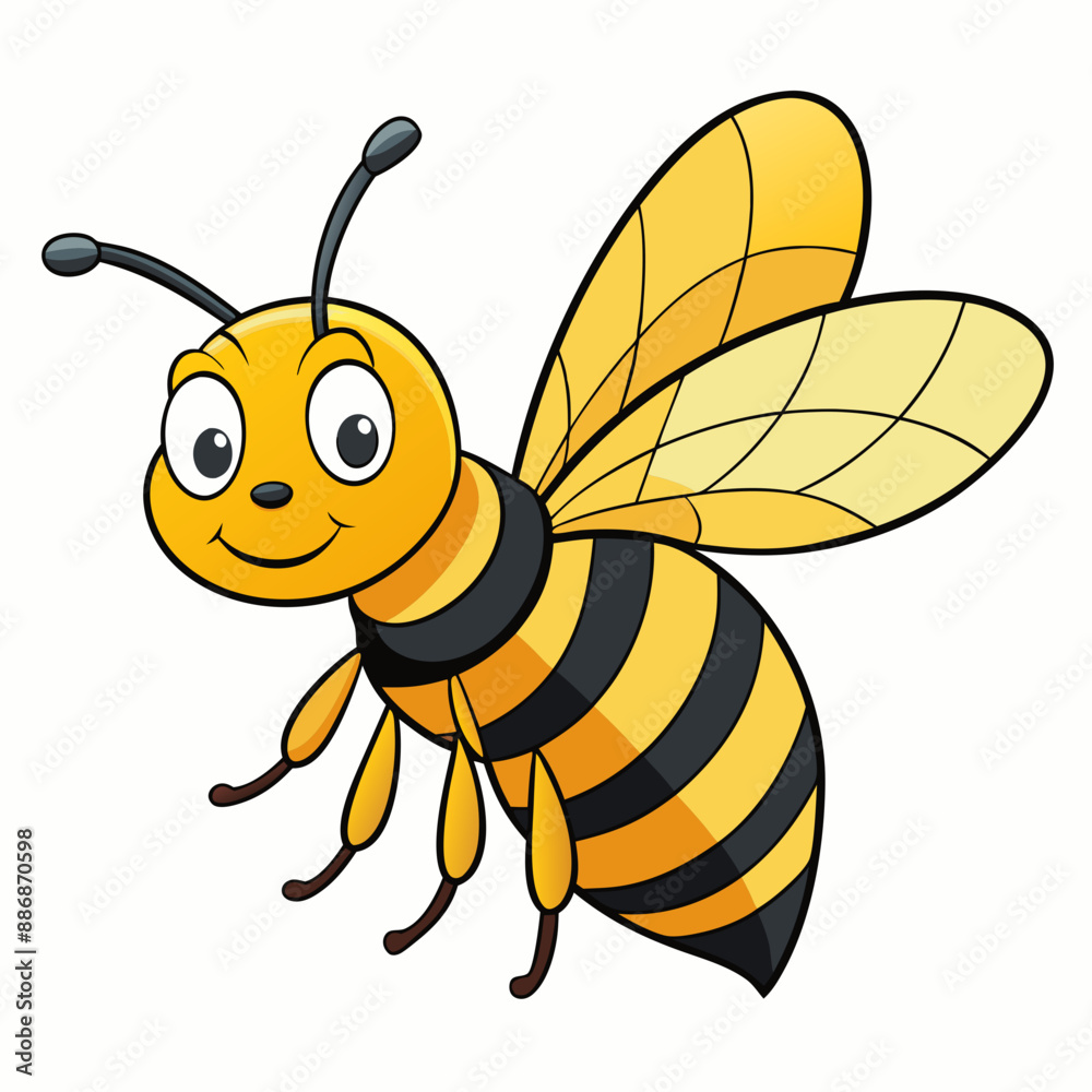 Bee, side view with white background Bee, side view with white background