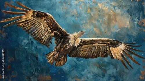 Griffon Vulture Majestic Azure Sky. Generative AI