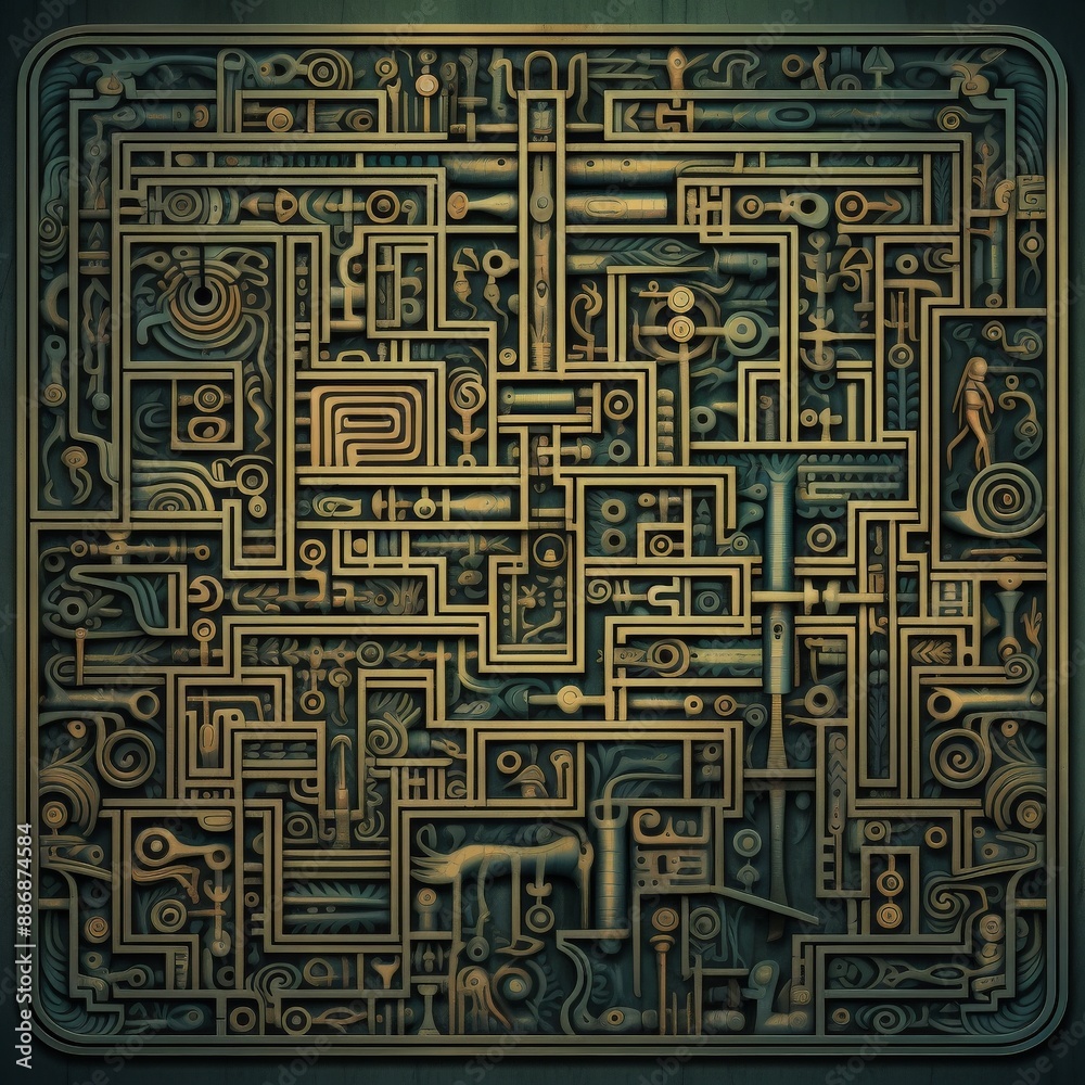 Ancient alien civilizations intricate labyrinthian circuit board Ancient alien civilizations intricate labyrinthian circuit board