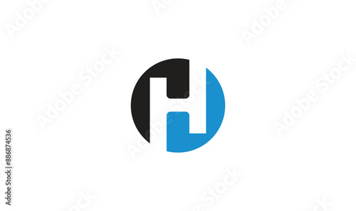 H letter in circle favicon business vector logo template