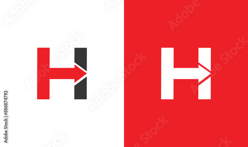 Letter H with arrow unique business modern vector logo template