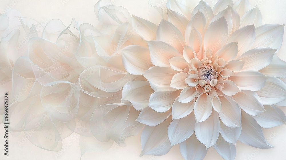 Fototapeta premium A sharp photo of a white flower against a clean white backdrop, with its center slightly blurred