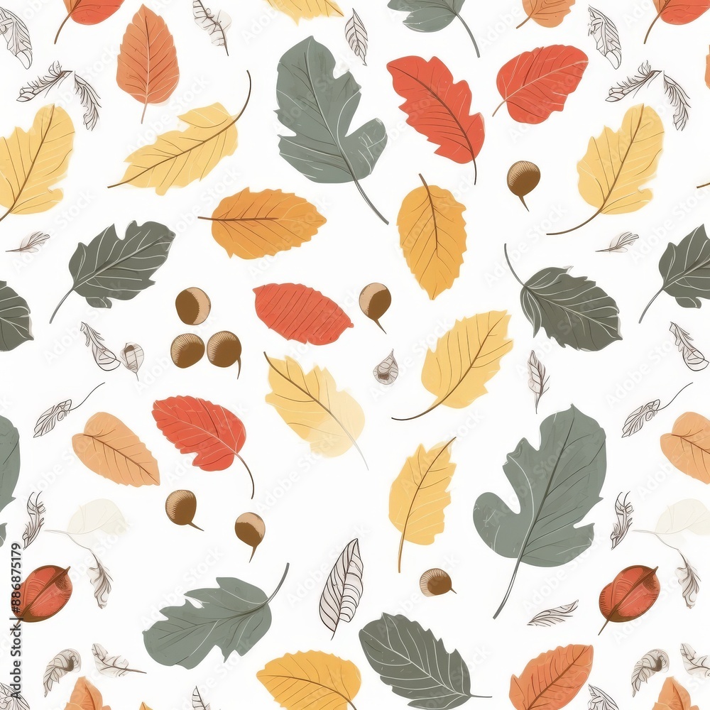 Autumn Leaves and Acorns Seamless Pattern for Thanksgiving and Fall Autumn Leaves and Acorns Seamless Pattern for Thanksgiving and Fall