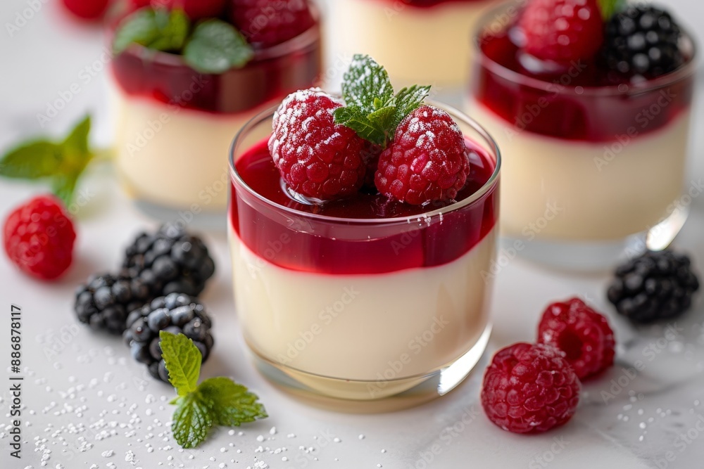 Panna cotta with fruit toppings elegantly Panna cotta with fruit toppings elegantly