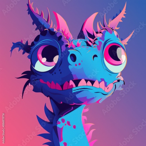 Stylized dragon with fiery and flowing design