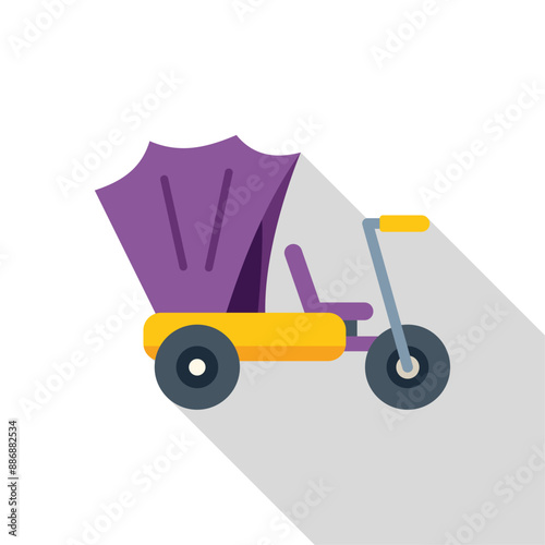 Colorful pedal car with sunshade canopy, designed for children's outdoor playtime and entertainment