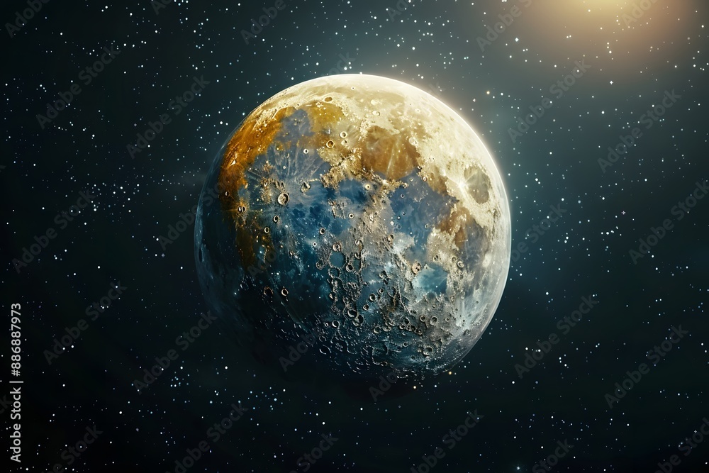 Fototapeta premium Stunning View of a Cratered Planet in the Vastness of Space