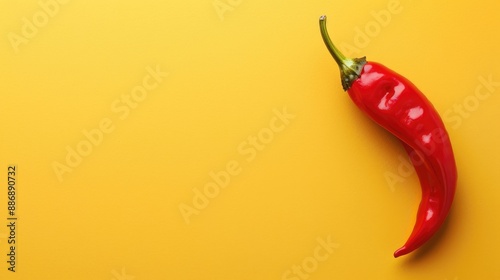 Calabrian chili pepper on yellow backdrop sleek minimal layout space for text