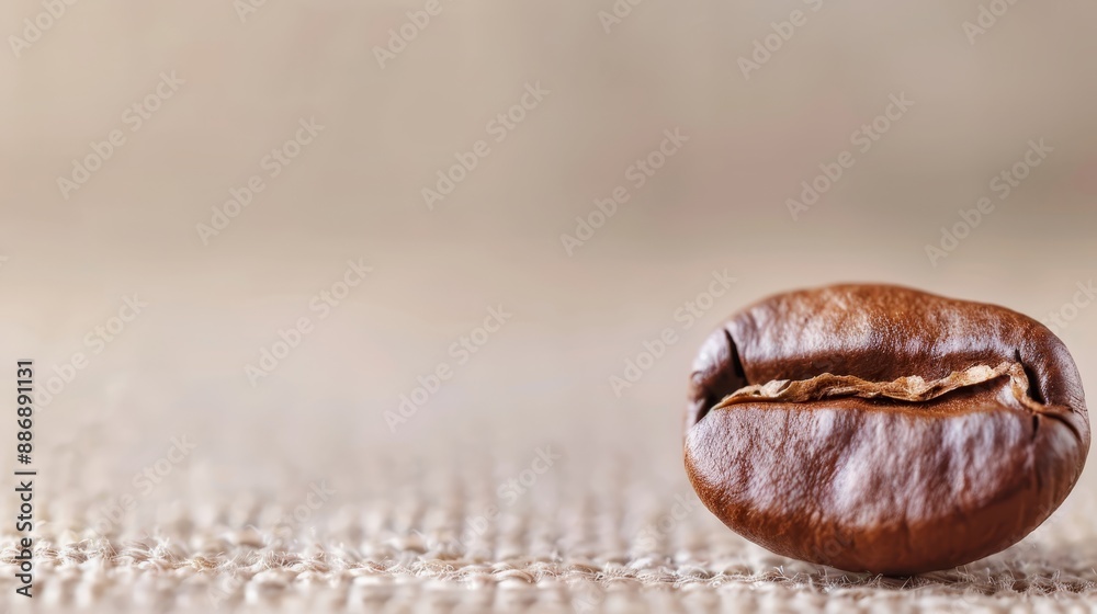 A tight shot of a coffee bean atop a tablecloth, surrounded by a softly blurred backdrop of ambient light A tight shot of a coffee bean atop a tablecloth, surrounded by a softly blurred backdrop of ambient light