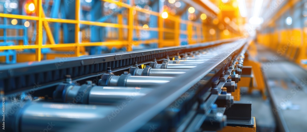 Efficient Conveyor Belts Transporting Minerals in Industrial Plant Setting Efficient Conveyor Belts Transporting Minerals in Industrial Plant Setting