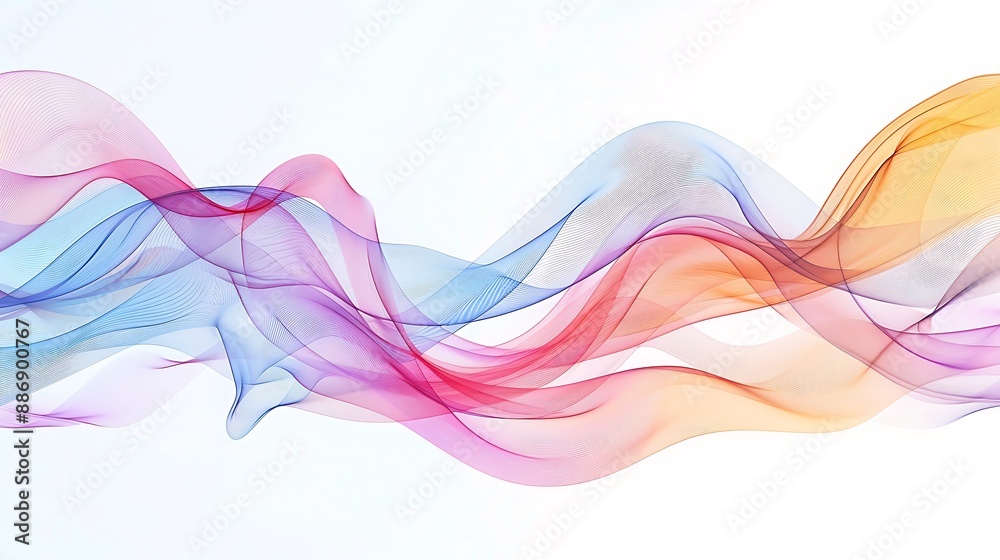 High saturation color spectrum line waves with a sleek and minimalistic aesthetic on white High saturation color spectrum line waves with a sleek and minimalistic aesthetic on white