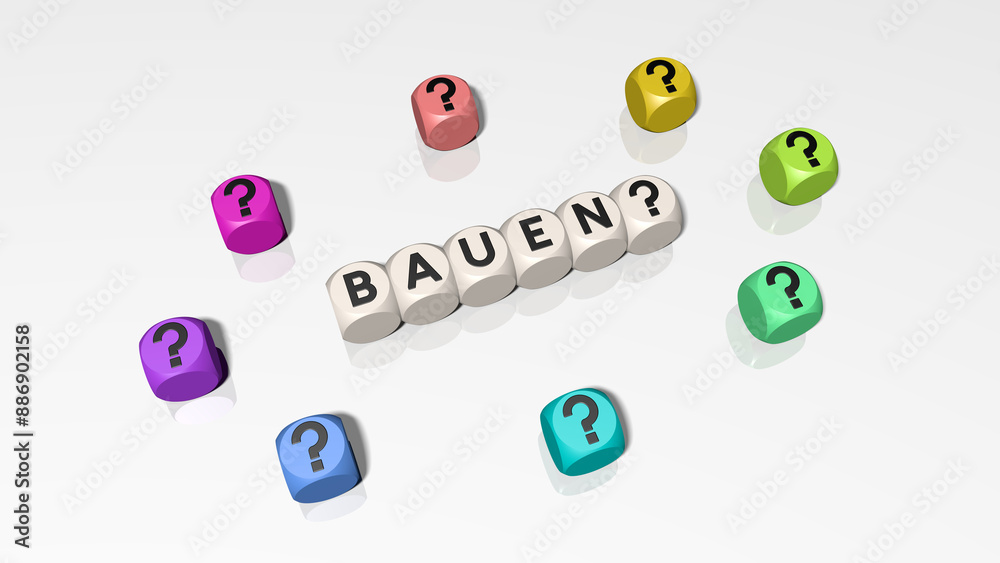 Buchstabenwürfel bilden das Wort Bauen